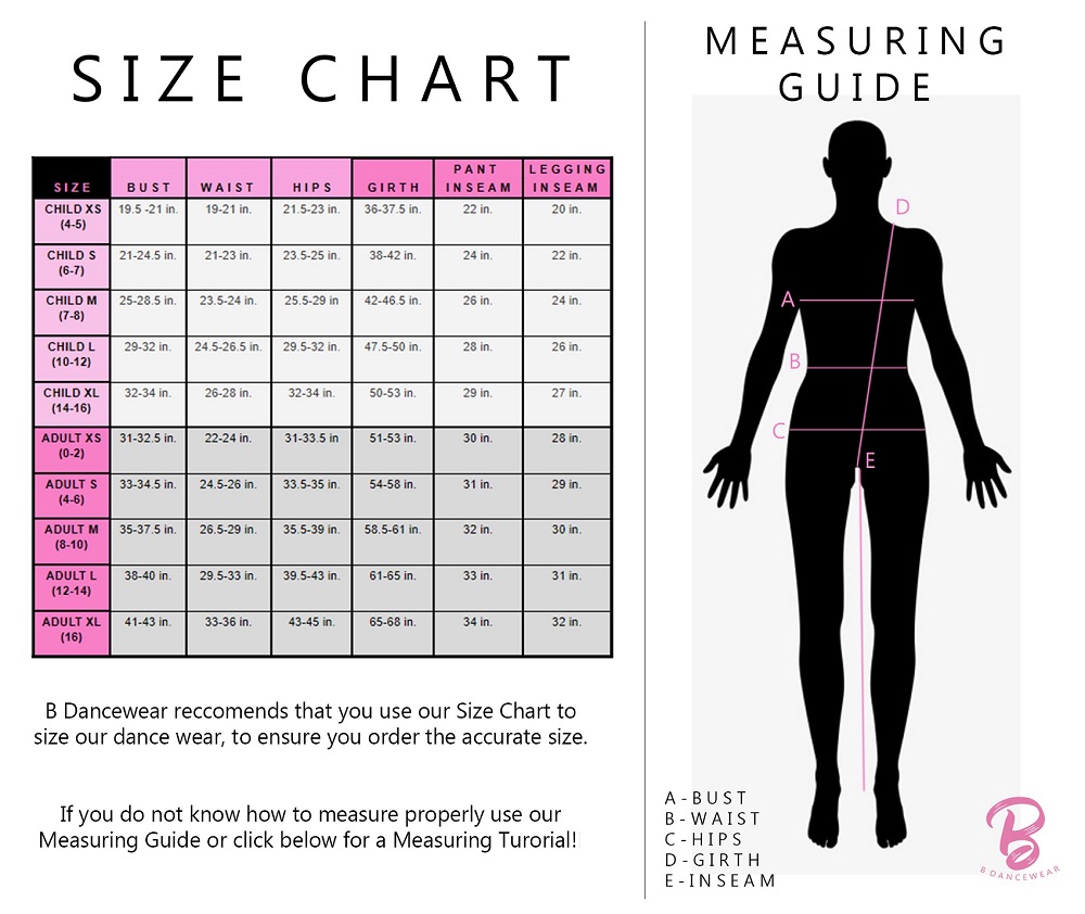 Five Dancewear Size Chart